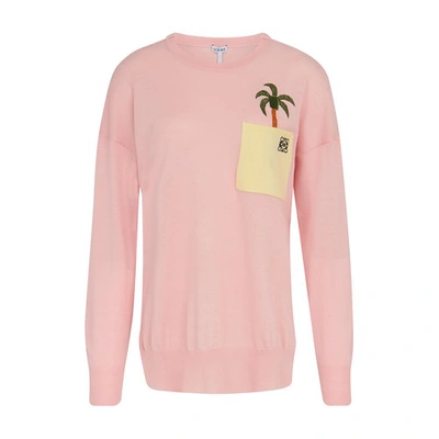 Shop Loewe La Palme Embroidered Sweatshirt In Pink Mauve