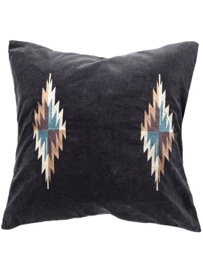 Shop Basshu Chimayo Corduroy Embroidered Cushion In Grey