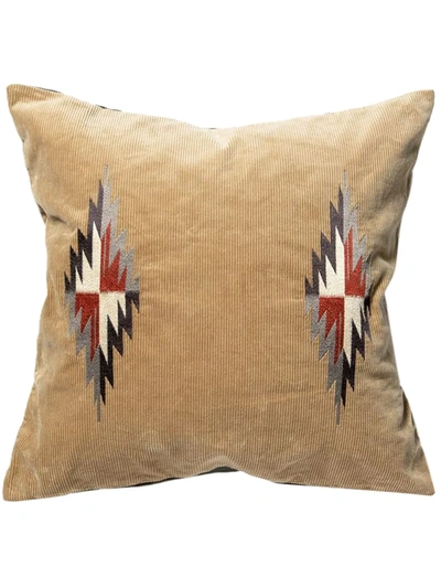 Shop Basshu Chimayo Corduroy Embroidered Cushion In Neutrals
