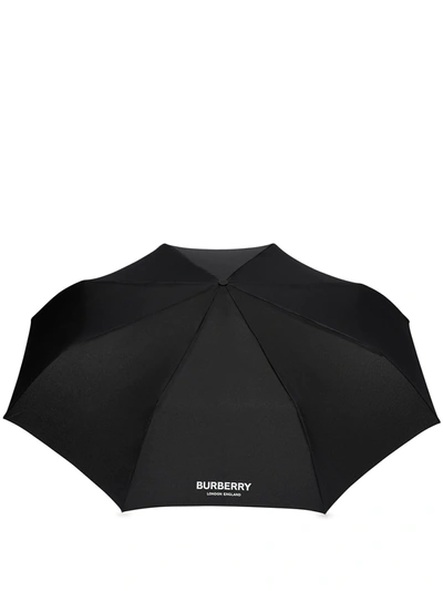 Shop Burberry Logo Print Umbrella In Neutrals