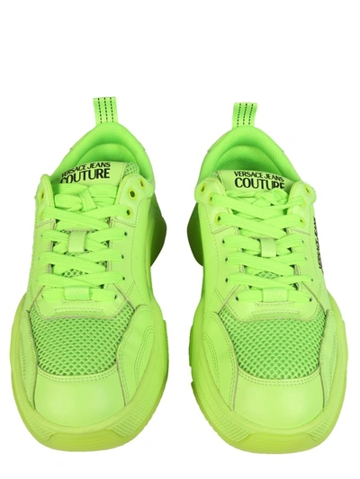 Shop Versace Jeans Couture Low Sneakers With Logo In Green