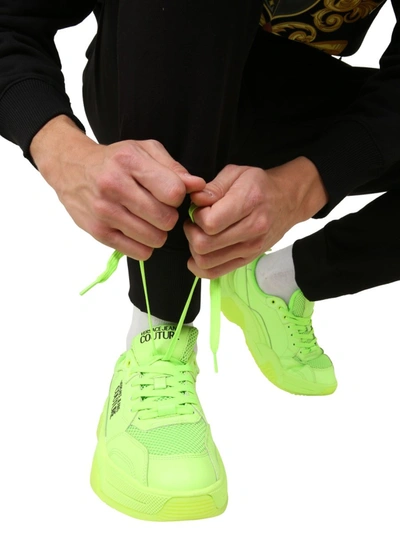 Shop Versace Jeans Couture Low Sneakers With Logo In Green