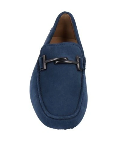 Tod's Man Loafers Slate Blue Size 7 Leather In Blue