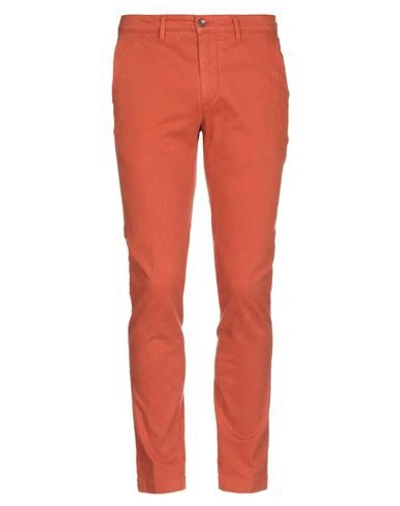 Shop Cruna Man Pants Rust Size 30 Cotton, Elastane In Red