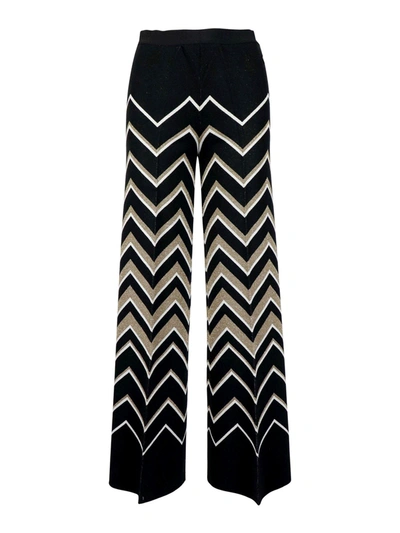 Shop Twinset Geometric Print Palazzo Trousers In Black