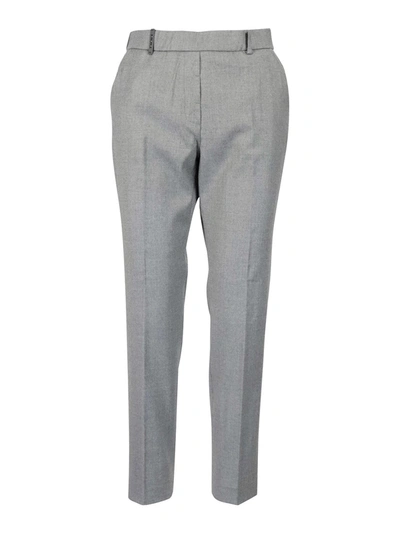 Shop Peserico Virgin Wool-viscose Trousers In Grey
