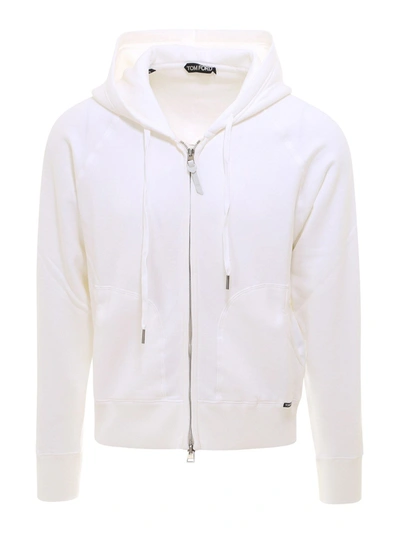 Shop Tom Ford Cotton Hoodie In White