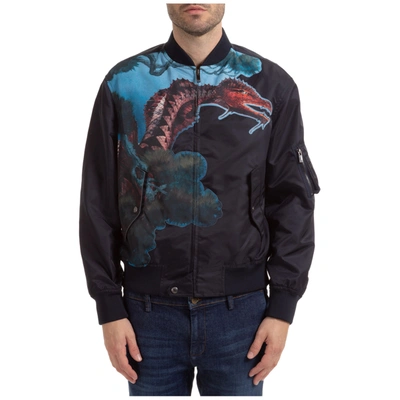 Shop Valentino Men's Outerwear Jacket Blouson  Dragons Garden In Blue