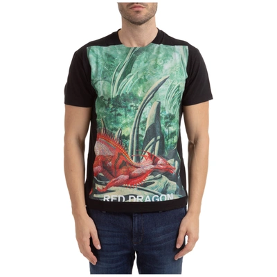Shop Valentino Men's Short Sleeve T-shirt Crew Neckline Jumper Dragons Garden In Black