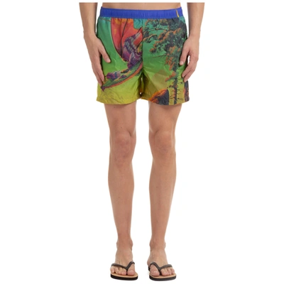 Shop Valentino Trunks Swimsuit In Green