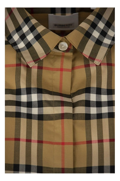 Shop Burberry Vintage Check Cotton Oversized Shirt In Antique Yellow