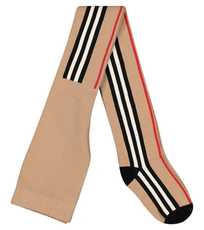 Shop Burberry Icon Stripe Cotton-blend Tights In Beige