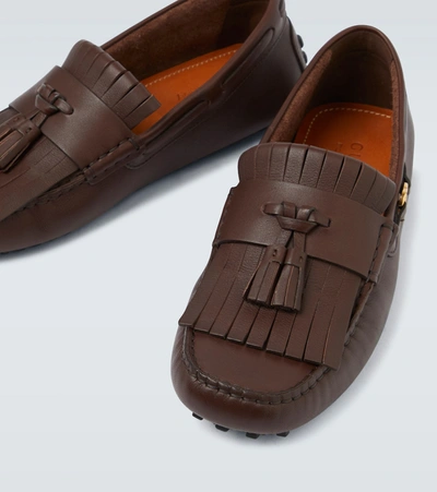 Shop Gucci Ayrton Tasseled Leather Loafers In Brown