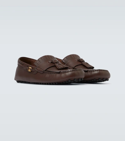 Shop Gucci Ayrton Tasseled Leather Loafers In Brown