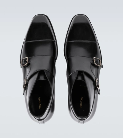 Tom Ford Kensington Pebble-grain Leather Monk-strap Boots In Black