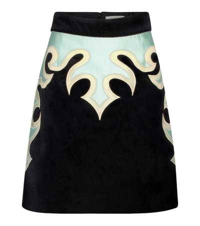 Shop Zimmermann Ladybeetle Mystic Stretch-cotton Velvet Miniskirt In Black
