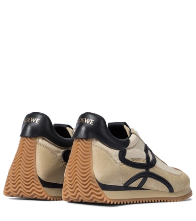 Shop Loewe Flow Runner Suede Sneakers In Beige