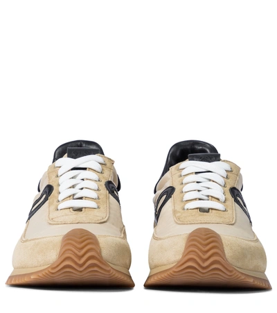 Shop Loewe Flow Runner Suede Sneakers In Beige