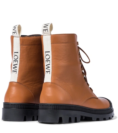 Shop Loewe Leather Combat Boots In Brown