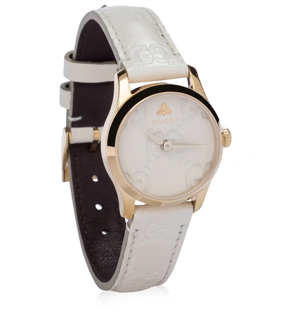 Shop Gucci G-timeless Signature 27mm Watch In White