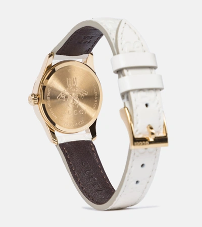 Shop Gucci G-timeless Signature 27mm Watch In White