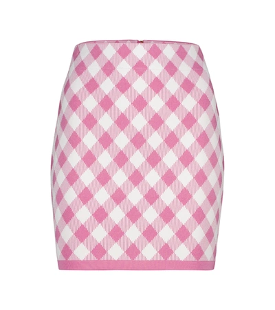 Shop Balmain Checked Jacquard Miniskirt In Pink