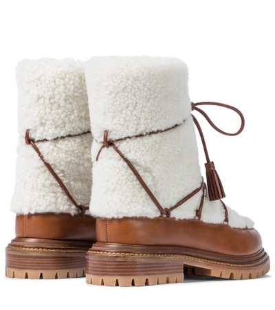 Shop Aquazzura Shearling Ankle Boots In White