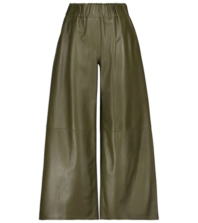 Shop Loewe Leather Culottes In Green