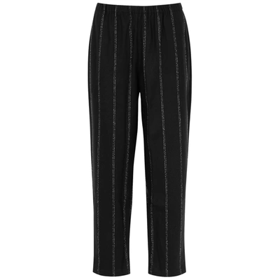 Shop Eileen Fisher Black Striped Tapered Wool Trousers