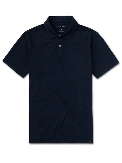 Shop Derek Rose Men's Polo Shirt Ramsay 2 Pique Cotton Tencel Navy In Blue