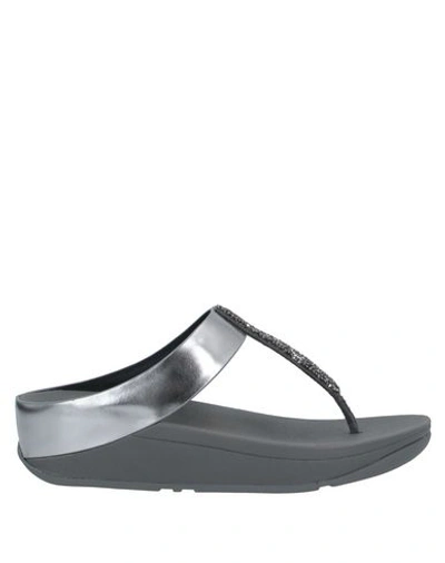 Shop Fitflop Woman Thong Sandal Silver Size 9 Textile Fibers
