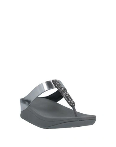 Shop Fitflop Woman Thong Sandal Silver Size 9 Textile Fibers