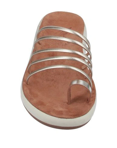 Shop Ancient Greek Sandals Woman Thong Sandal Platinum Size 7 Soft Leather In Grey