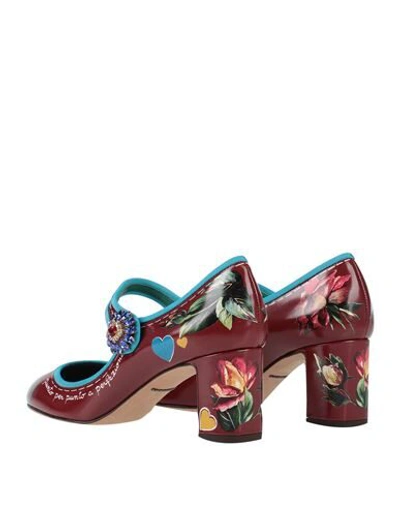 Dolce & Gabbana Floralpattern Leather Shoes In Maroon