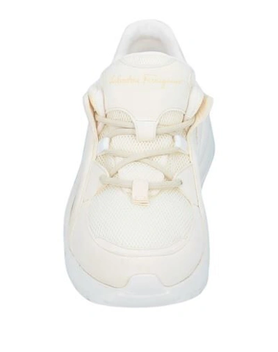 Shop Ferragamo Woman Sneakers Ivory Size 4.5 Calfskin, Textile Fibers In White