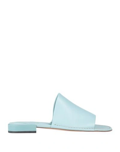 Shop Tod's Woman Sandals Sky Blue Size 8 Soft Leather