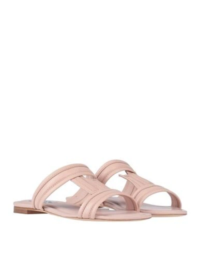 Shop Tod's Woman Sandals Pink Size 6.5 Soft Leather