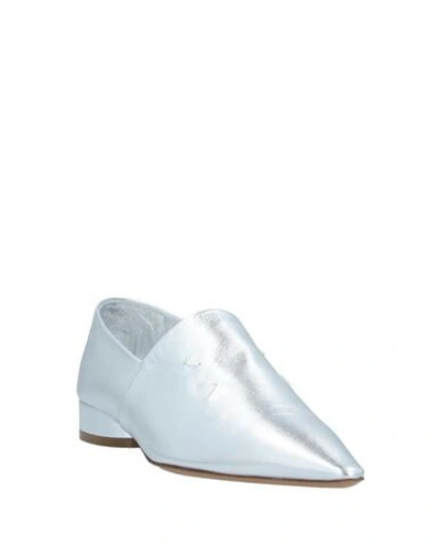 Shop Maison Margiela Woman Loafers Silver Size 7 Soft Leather