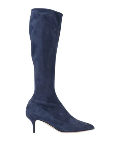 Shop Alberta Ferretti Knee Boots In Dark Blue