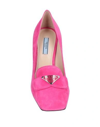 Shop Prada Loafers In Fuchsia