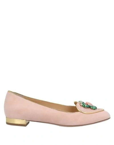 Shop Charlotte Olympia Ballet Flats In Pale Pink