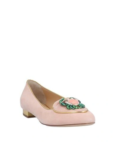 Shop Charlotte Olympia Ballet Flats In Pale Pink