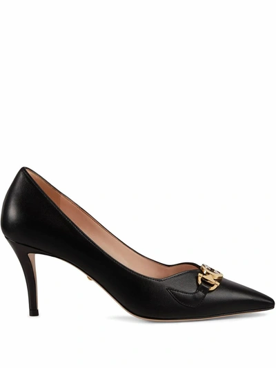 Shop Gucci Women's Black Leather Pumps