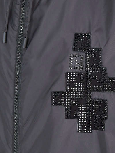 Shop Fendi Ff Rhinestone Appliqué Trimmed Windbreaker Jacket In Black