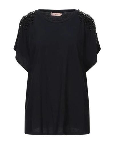 Shop Twinset Woman T-shirt Black Size Xxs Cotton, Polyester