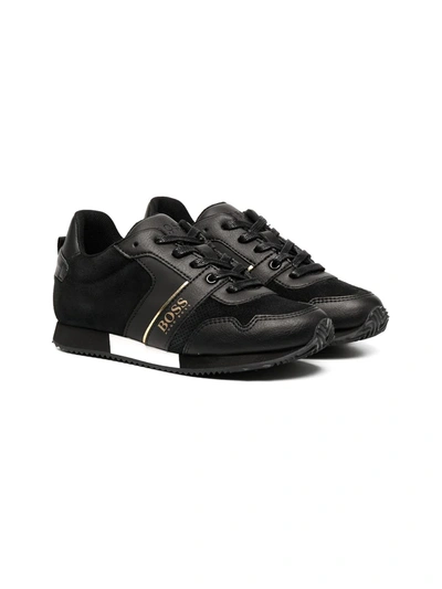 Hugo Boss Panelled Low-top Sneakers In Black