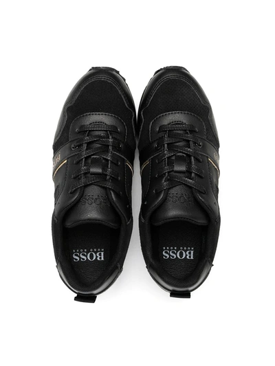 Hugo Boss Panelled Low-top Sneakers In Black