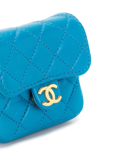 Pre-owned Chanel 1990s Mini Diamond Quilted Crossbody Bag In Blue