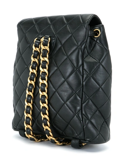 Pre-owned Chanel 1997 Diamond Quilted Flap Backpack In Black