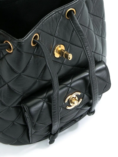 Pre-owned Chanel 1997 Diamond Quilted Flap Backpack In Black